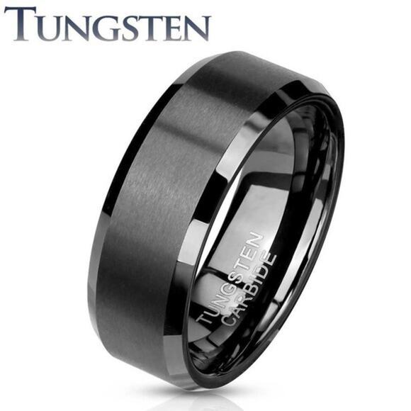New brushed center stepped edges tungsten carbide ring size 12 - Picture 1 of 2